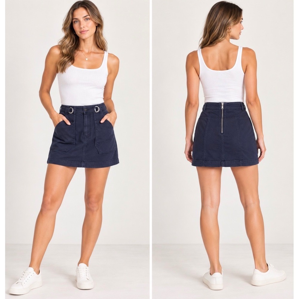 Pilcro Anthropologie Sz 6 Navy Paperbag Mini Skirt Belted Pockets
Patch Pockets